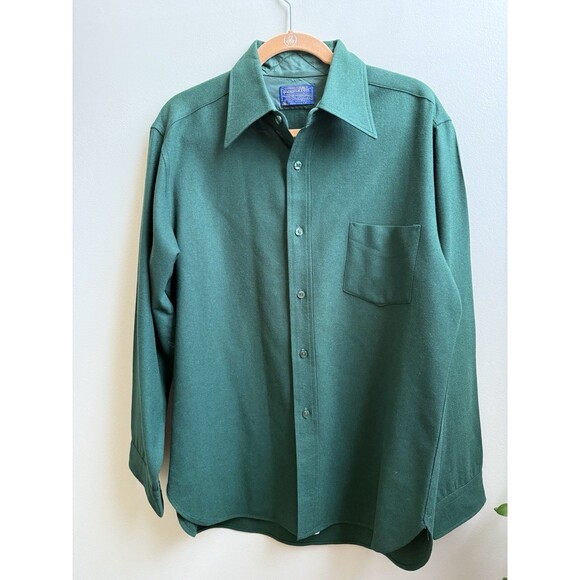 Pendleton Blue Tag 70s USA Made Wool Shirt Green - Excellent Condition Size L - Picture 1 of 5